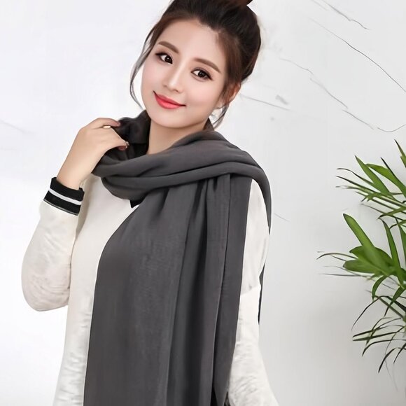 Women's Warm Scarves Long Shawl Winter Warm Large Scarf Pure Color - Picture 3 of 4